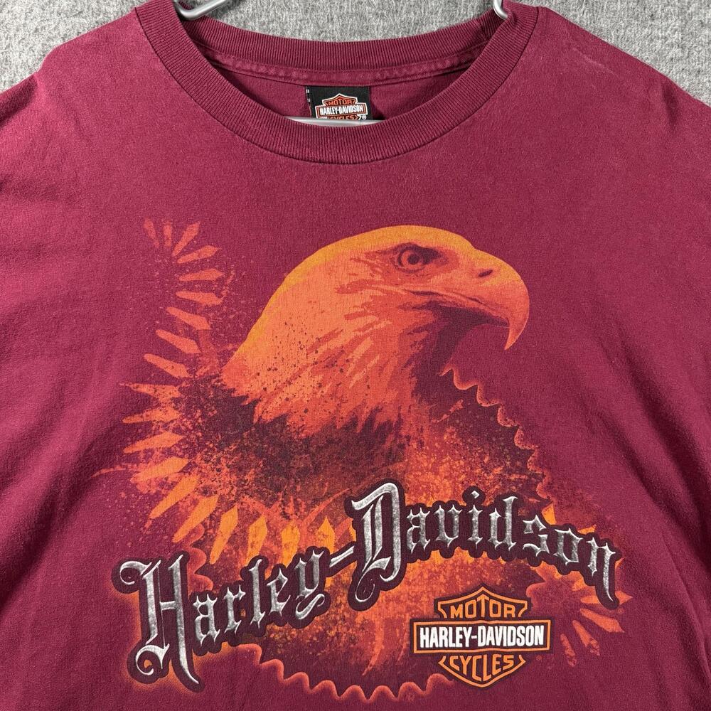 Harley-Davidson Shirt Mens 2XL Red Eagle Daytona Beach FL Long Sleeve Biker Tee